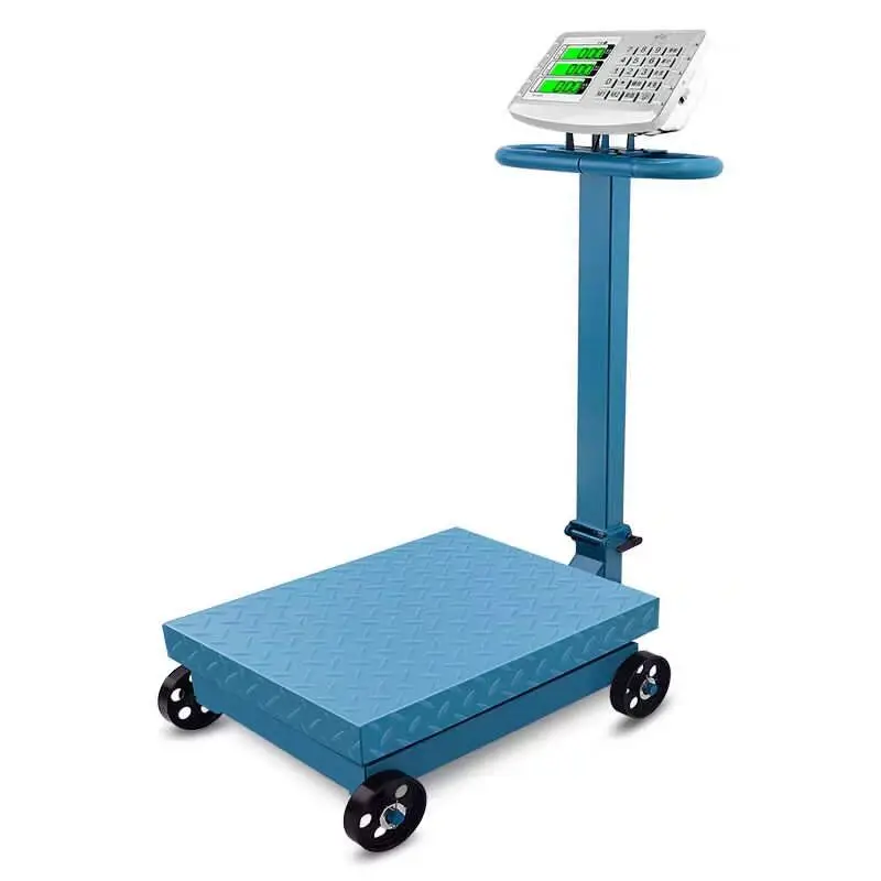 Hand push pulley electronic floor scale commercial table scale universal wheel movable 2 tons industrial scale