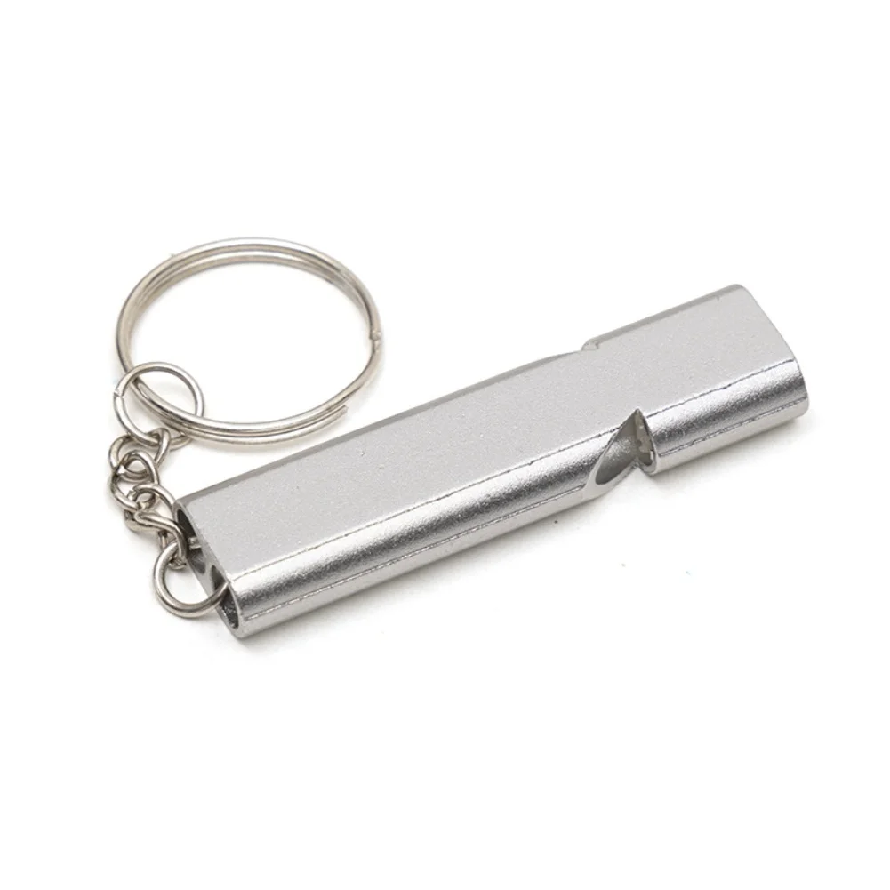 Compact Aluminum Alloy Whistle for Outdoor Safety Dual Tube Design High Pitch Loud Sound 9.5g Weight Survival Equipment