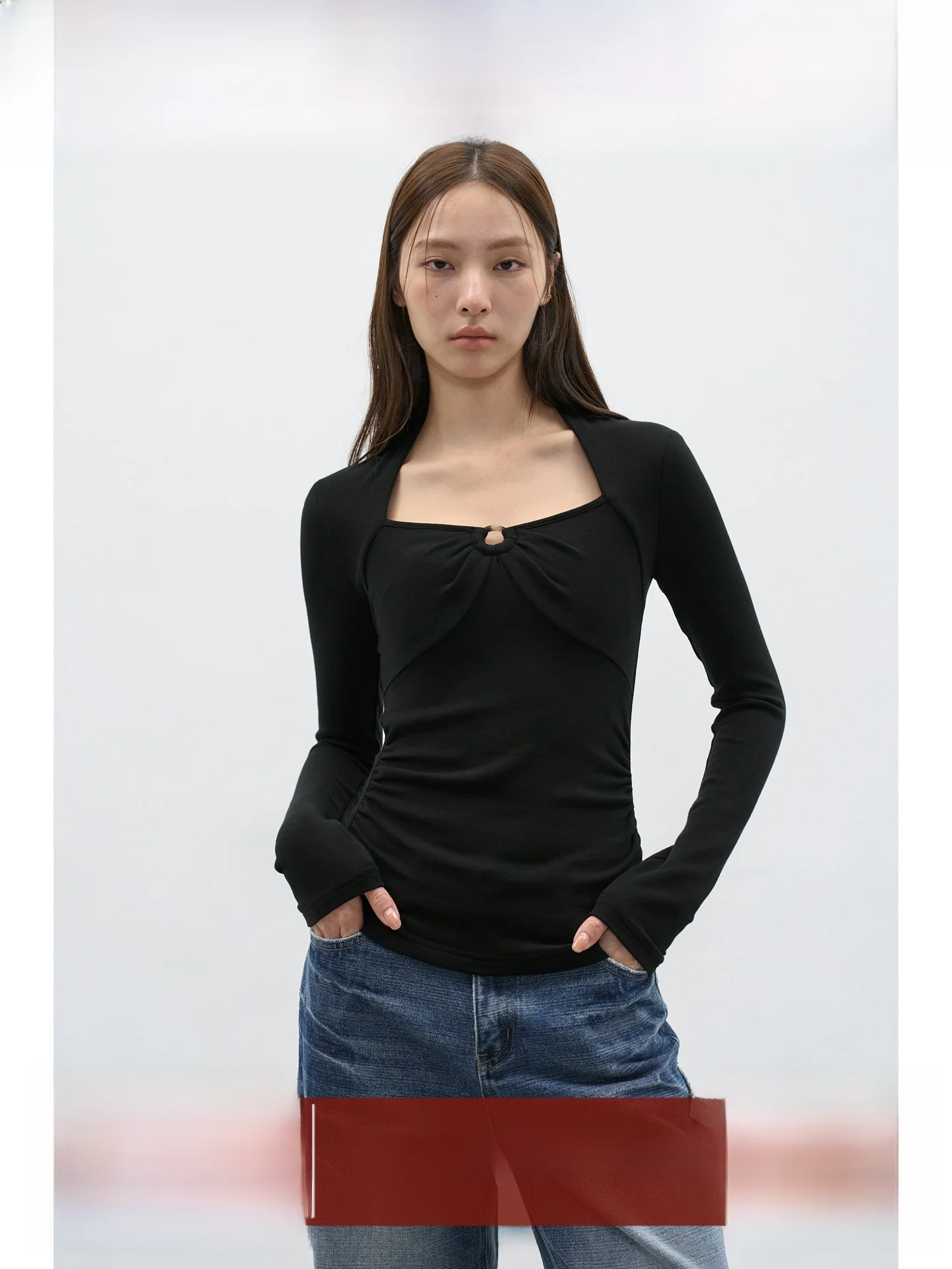 

EIGHTHMONTH Slim Fit Long Sve T-irt Women's Autumn New Design Base irt Top Casual Sle Square Collar Base Layer