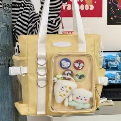 Large Capacity Shoulder Bags Women Casual Tote Bag Students Commuter Portable Japanese Fashion Handbags Transparent Bolsos Chic