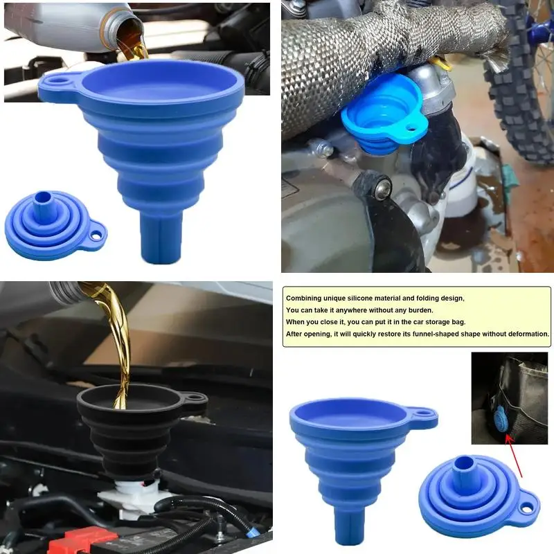 Foldable Silicone Liquid Funnel Universal Car Repair Tool for Filling Engine Oil and Windshield Washer Fluid