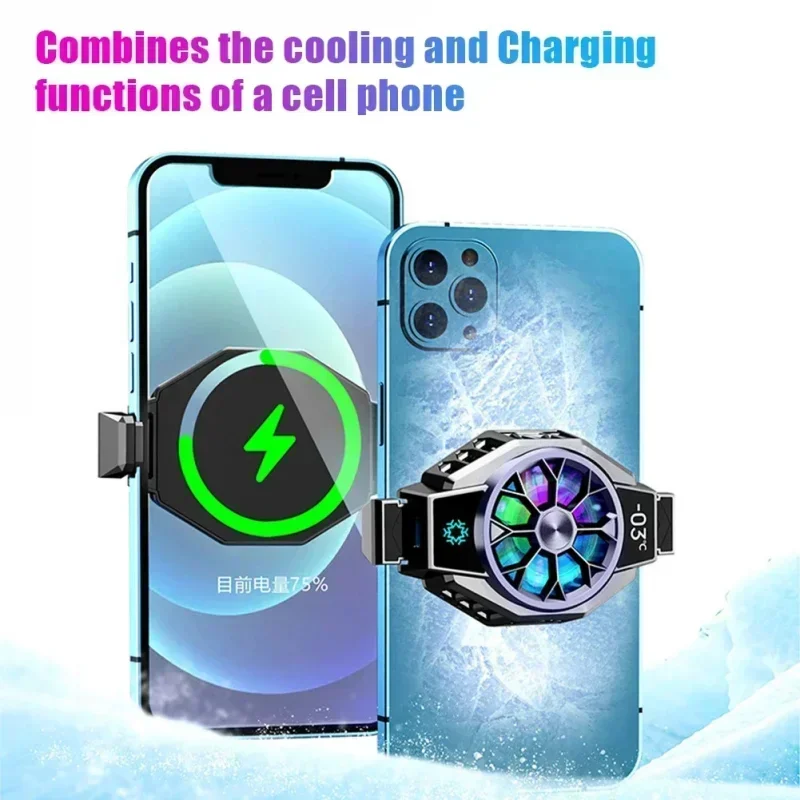 

Mobile Phone Cooler Professional Radiator Semiconductor Cooling Fan Heat Sink Tape Display Game Cooler For Iphone Huawei Samsung