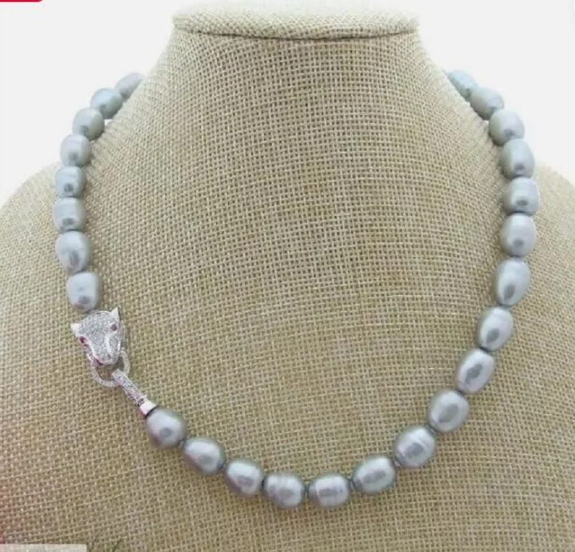 Jewelry Marking 18 inch Gorgeous HUGE AAAA 10-11mm natural Akoya Gray Pearl necklace 925S