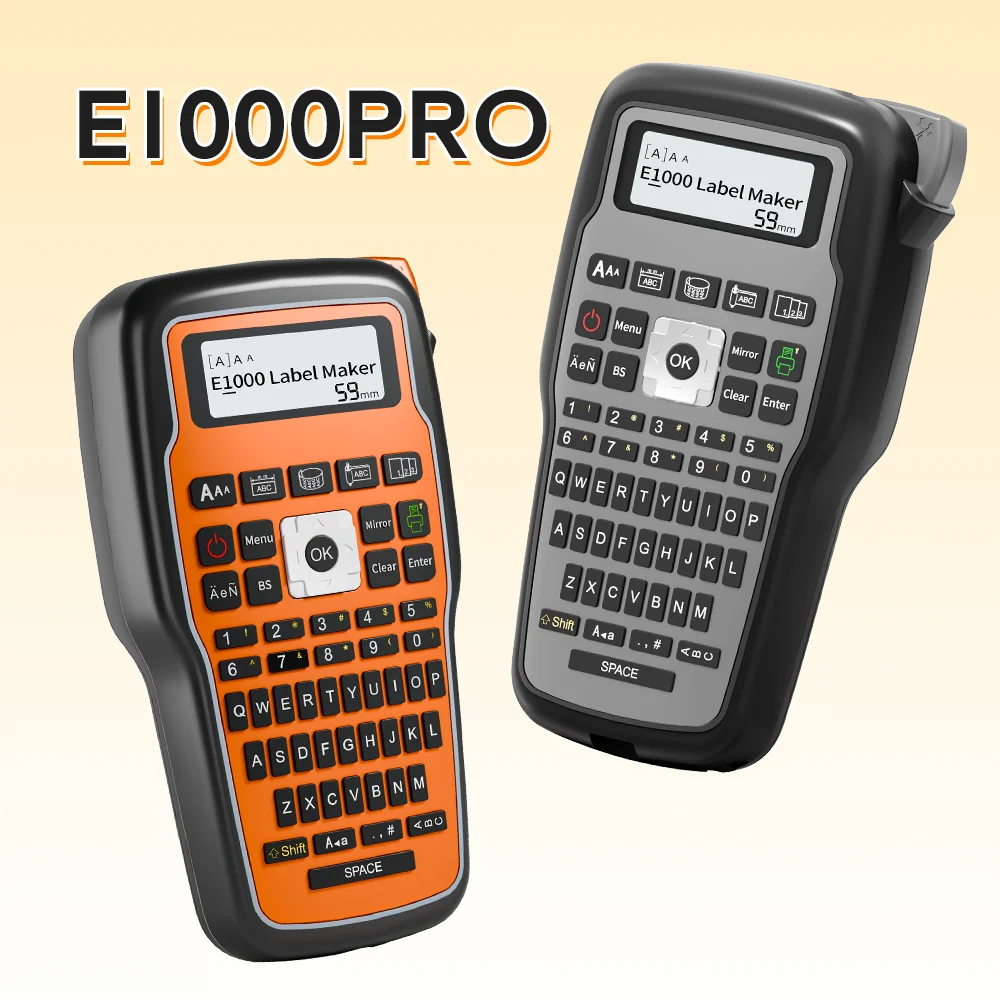 Portable Label Printer E1000 PRO 203dpi Compatible for Brother TZe-231 HSE-231 FX231 6-12mm Durable Label Tape for Work Labeling