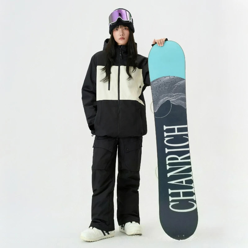 Unisex Ski Suit Set Color Block Windproof Waterproof Warm Breathable Jacket Pants Women Man Winter Outdoor Snowboard Clothes