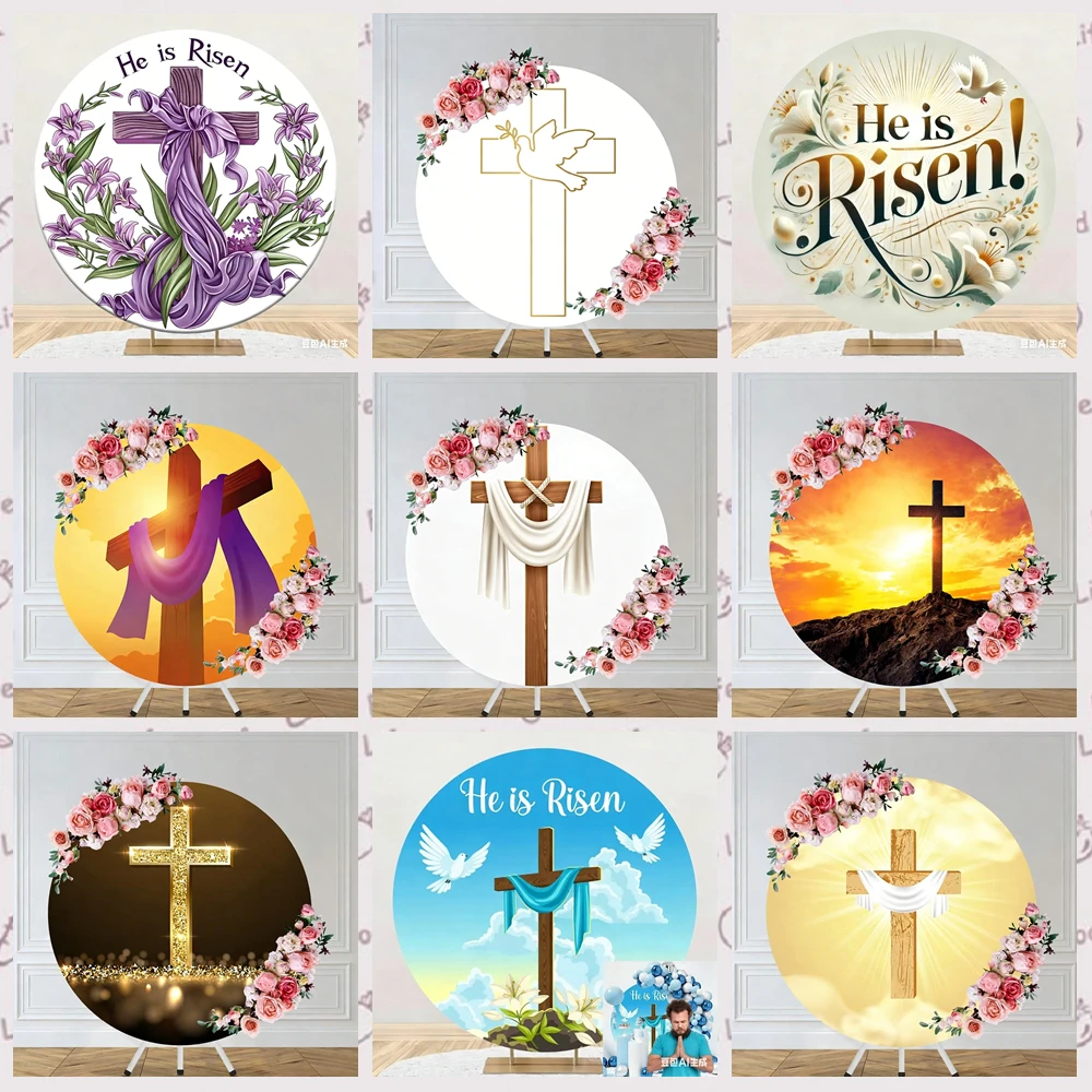 Jesus Easter Round Theme Customized Festival Family Party Decoration Banner Provided Portrait Photography Studio Prop Background