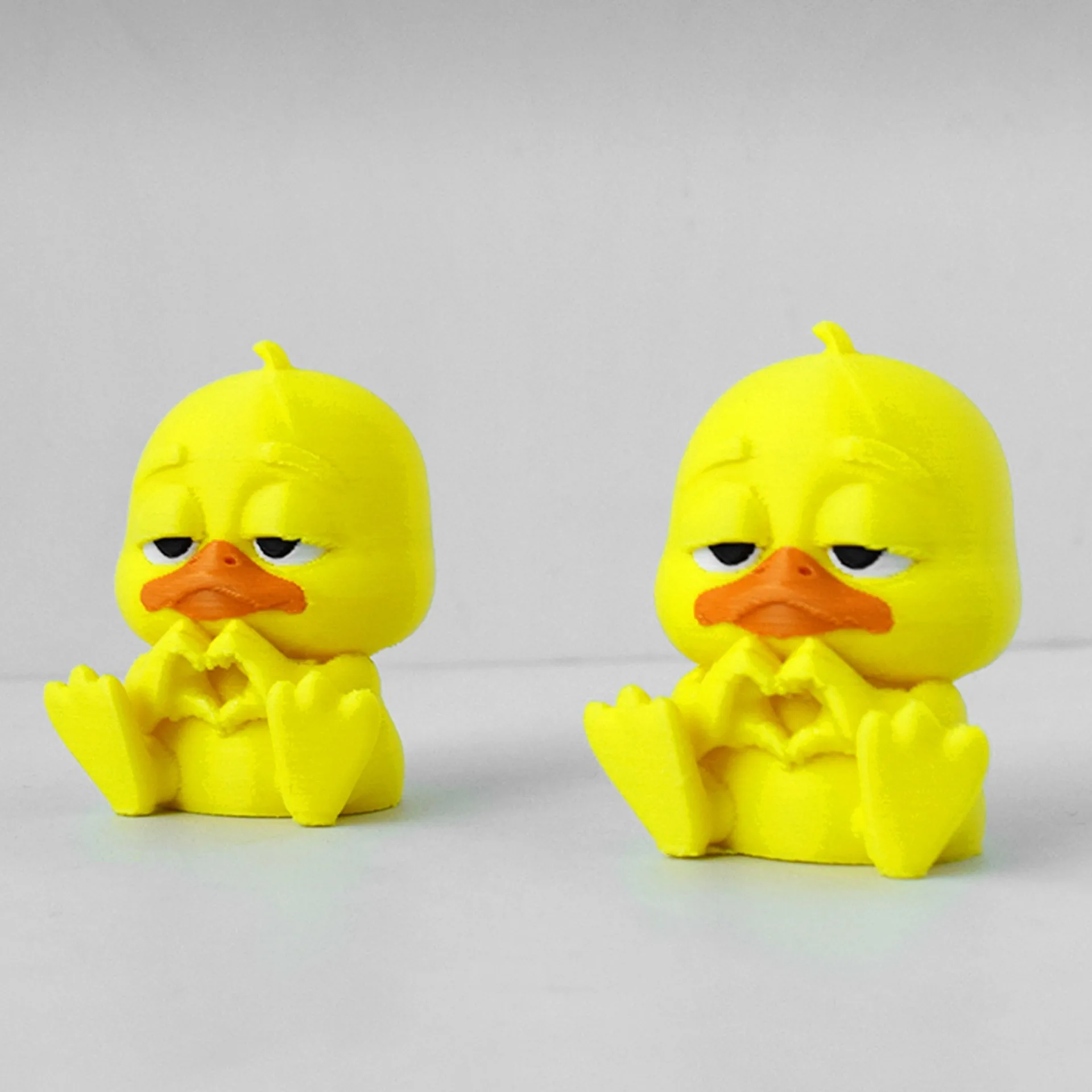 귀여운 우울한 불행한 작은 노란 오리 3D 프린팅 장난감 시뮬레이션 애완 오리 장난감 모델 가정 사무실 책상 장식품 선물