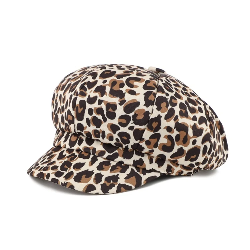 

Personality Spot Leopard Print Octagonal Hat Y2K British Women Beret Korean Style Polyester Peaked Cap Outdoor