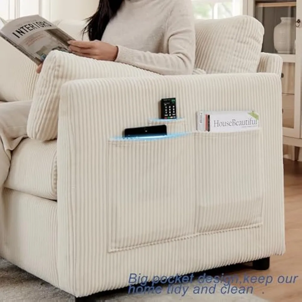 كراسي غرفة المعيشة الحديثة المصنوعة من قماش سروال قصير، وأريكة كرسي القراءة للشقة والمساحات الصغيرة. (بيج، كرسي) #6