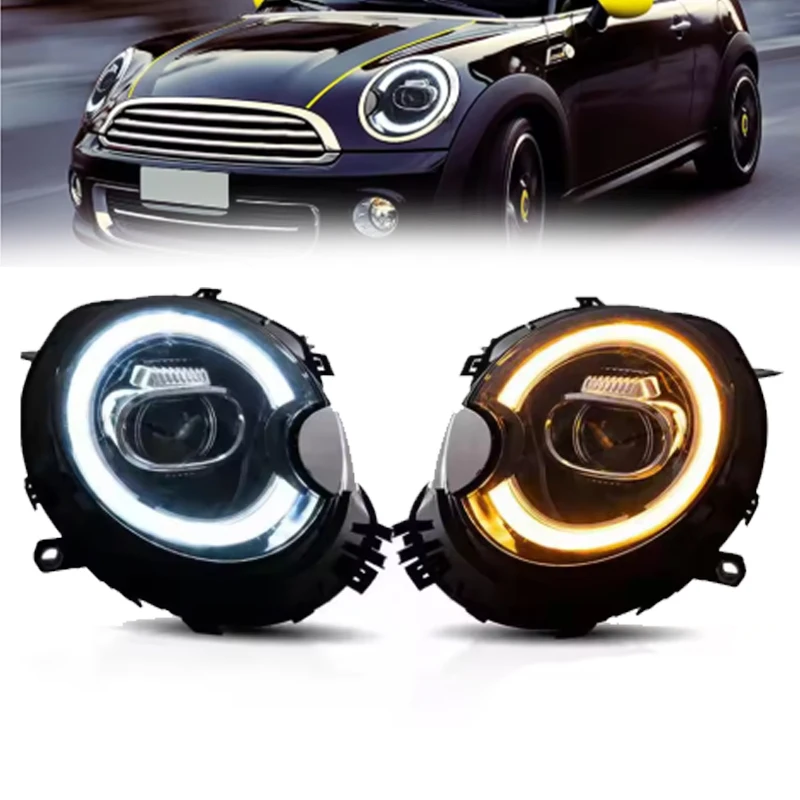 1 Pair LED Headlight Assembly for BMW MINI R56 R57 R58 2007-2013 Plug and Play with Projector lens High Low Beam LED DRL Light image 2