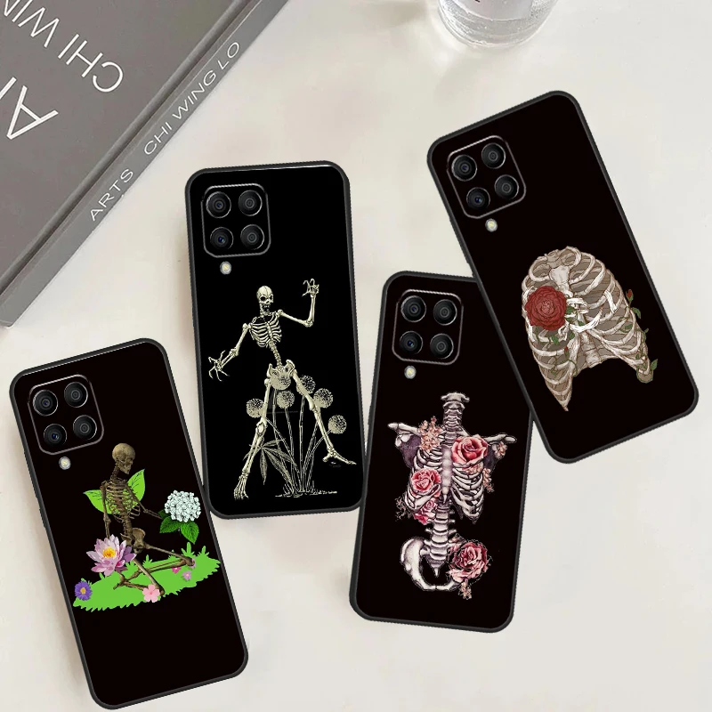 Skull Bones Botany Case For Samsung Galaxy M52 M32 M22 M12 M13 M23 M33 M53 M14 M34 M54 M20 M30s M31s M51 Cover