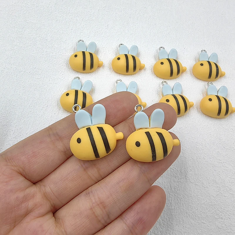 10pcs Cartoon Simulated Insect Bee Charms for Jewelry Making Kawaii Resin Pendants Crafts Decor DIY Earring Keychain C983