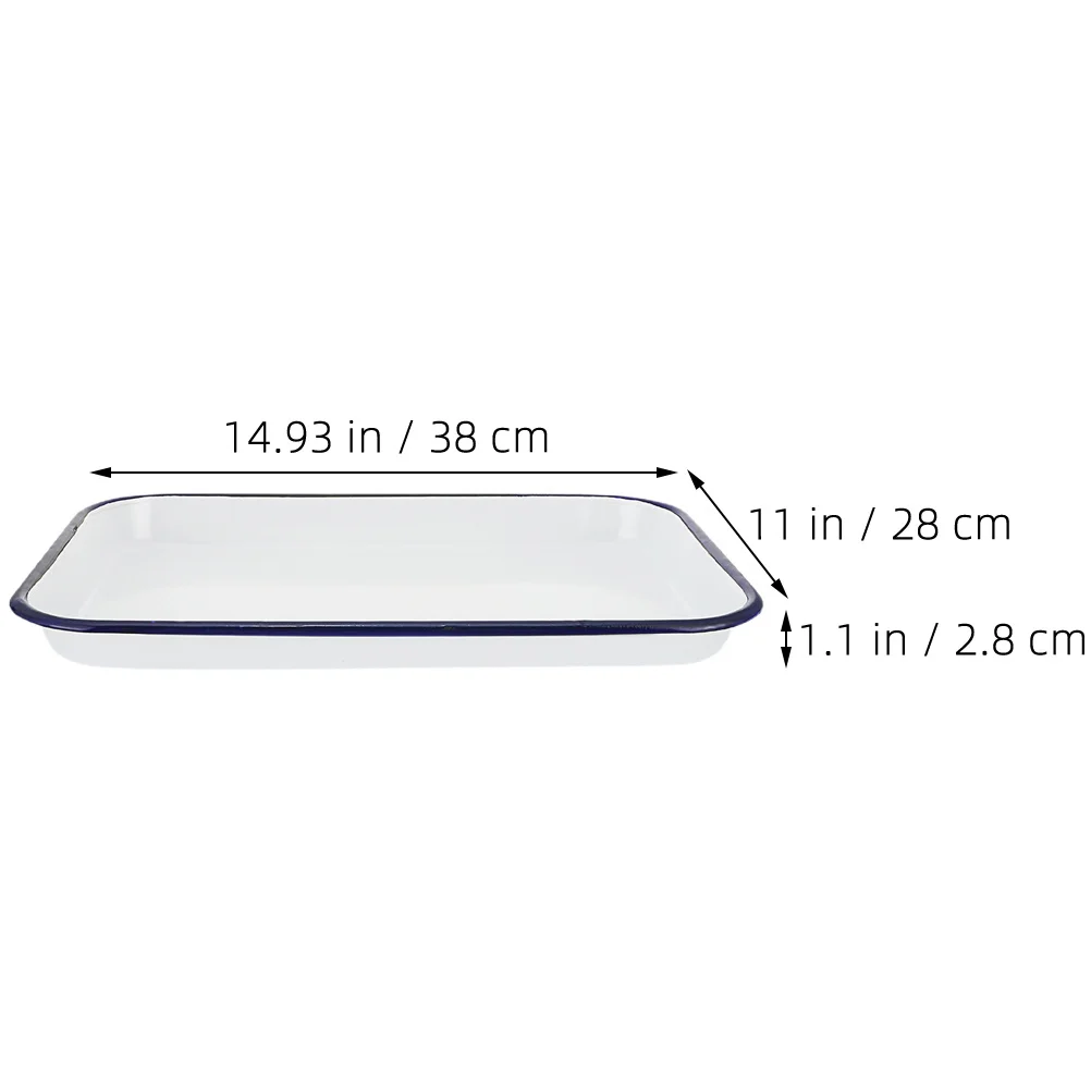 

Smooth Enamel Tray Sterilized Laboratory Pan Rectangular Large Capacity Storage Organizer Tools Vials Gatherings Camping
