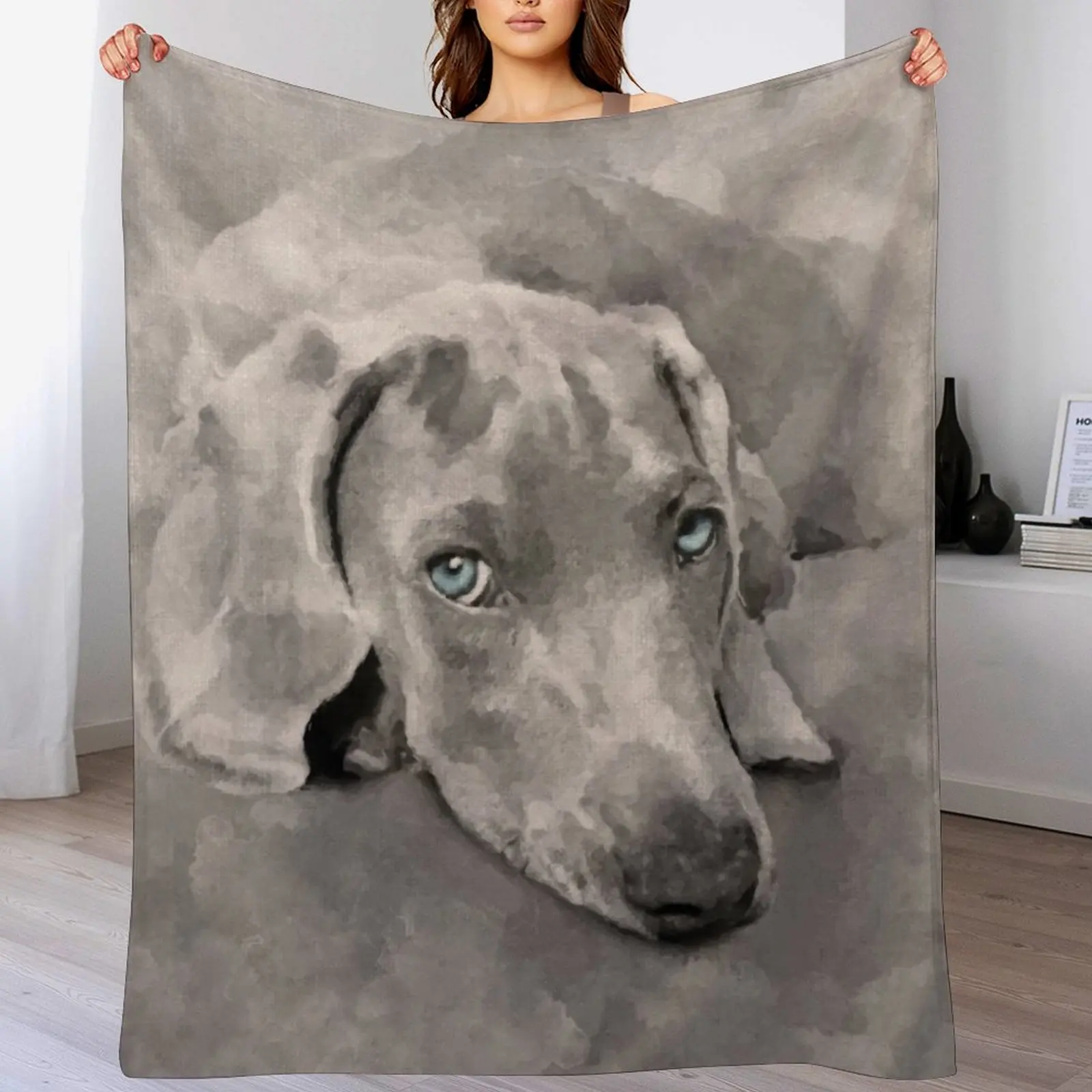 Weimaraner Dog Mixed Media Throw Blanket Extra Large Throw Flannels Luxury Throw Blankets Sofas Of Decoration Blankets