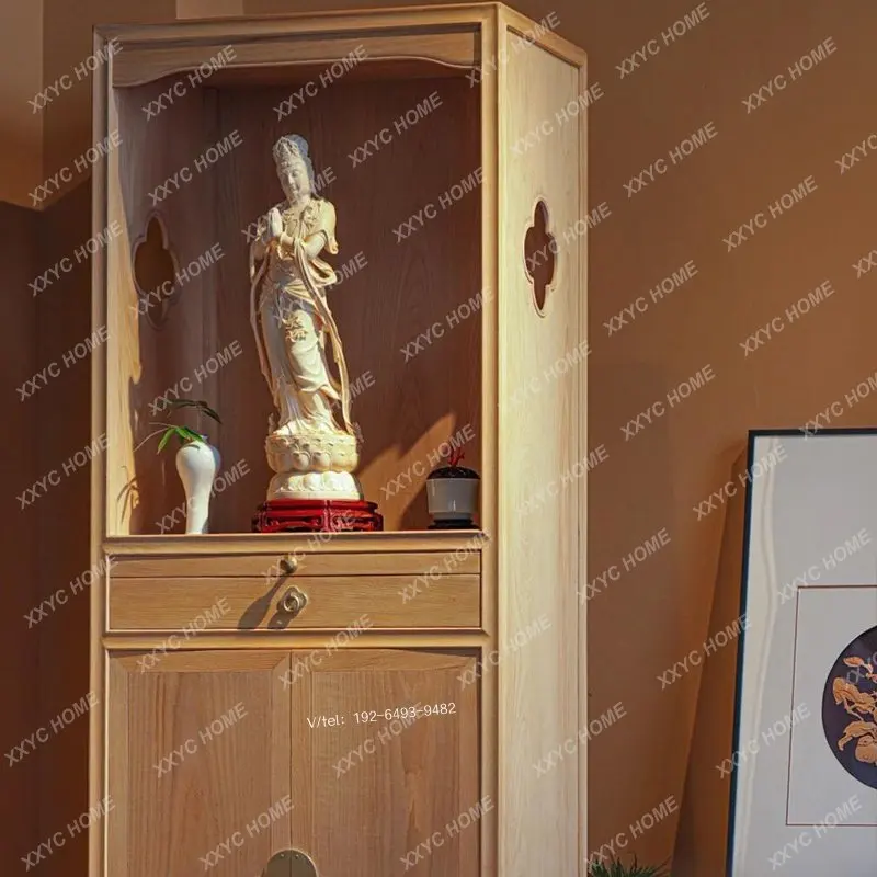 X-S  Buddhist Shrine Small Apartment Buddha Cabinet Incense Table Solid Wood God Of Wealth Guanyin HG