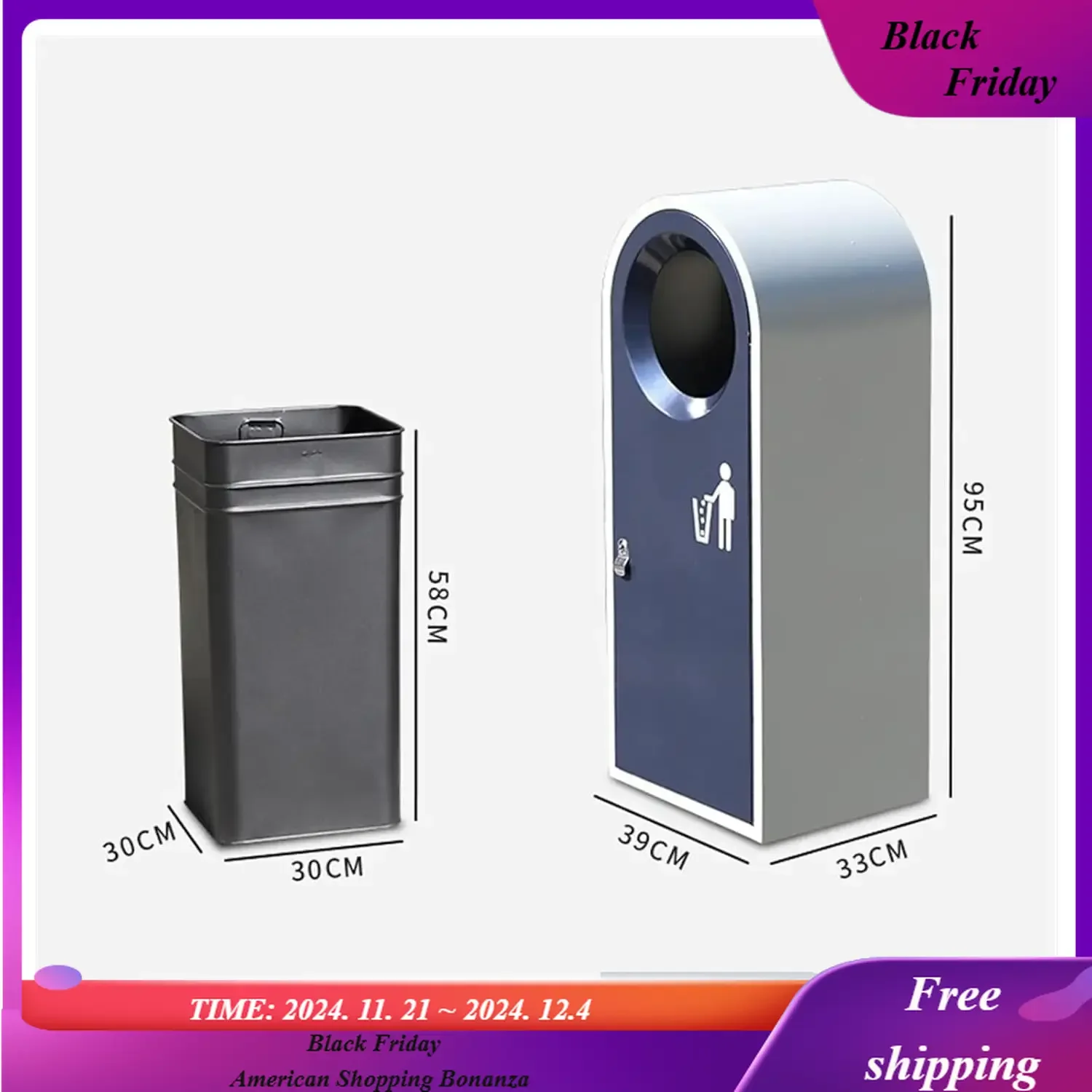 

Trash Cans Outdoor Trash Can Galvanized Commercial Trash Bins Large-Capacity Garbage Can Mall Park Waste Bins 52l/13.7 Gallons