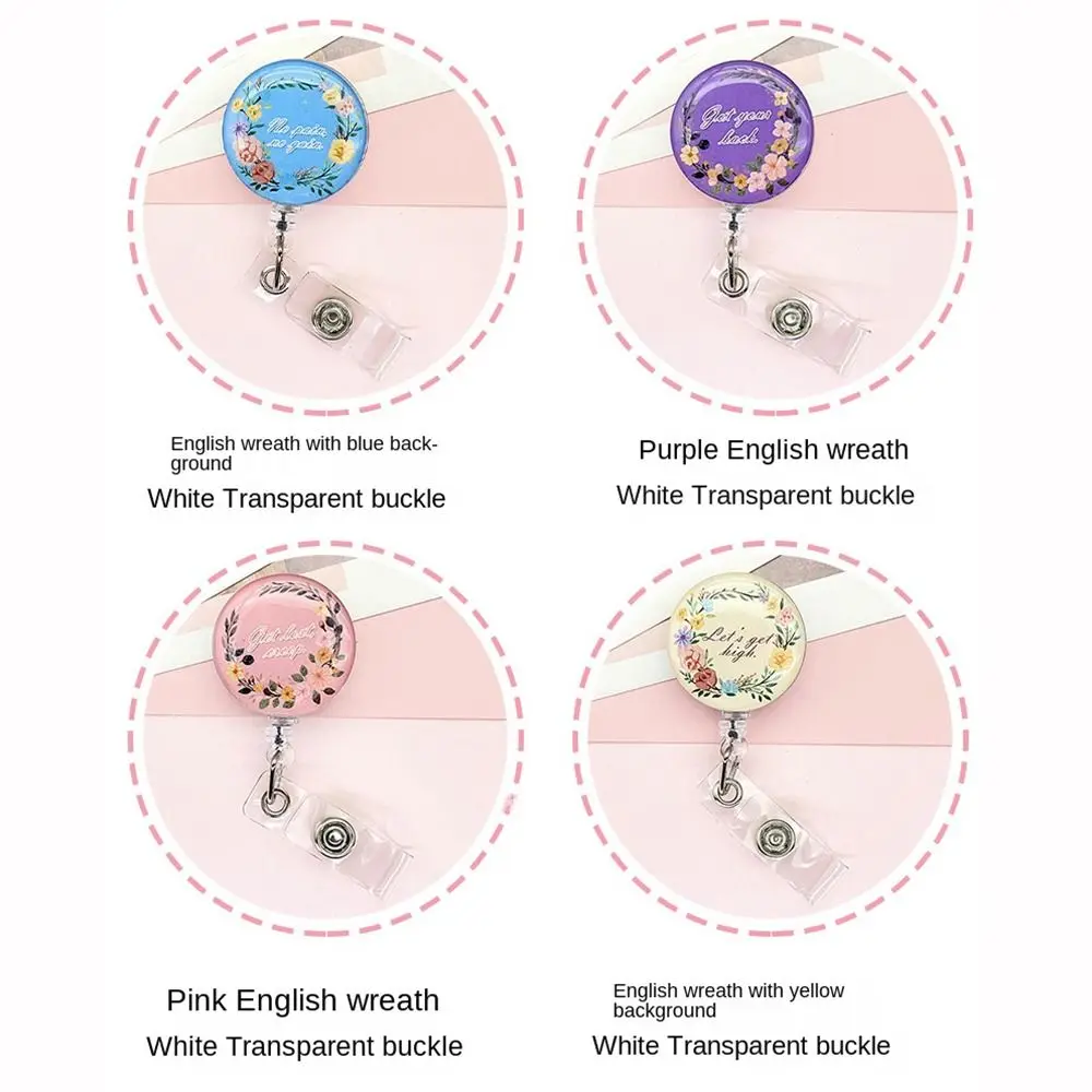 Cute Stretchable Badge Clip Wreath High Resilience Retractable Badge Reel ID Card Clips Multicolor Name Card Holder Name Tag