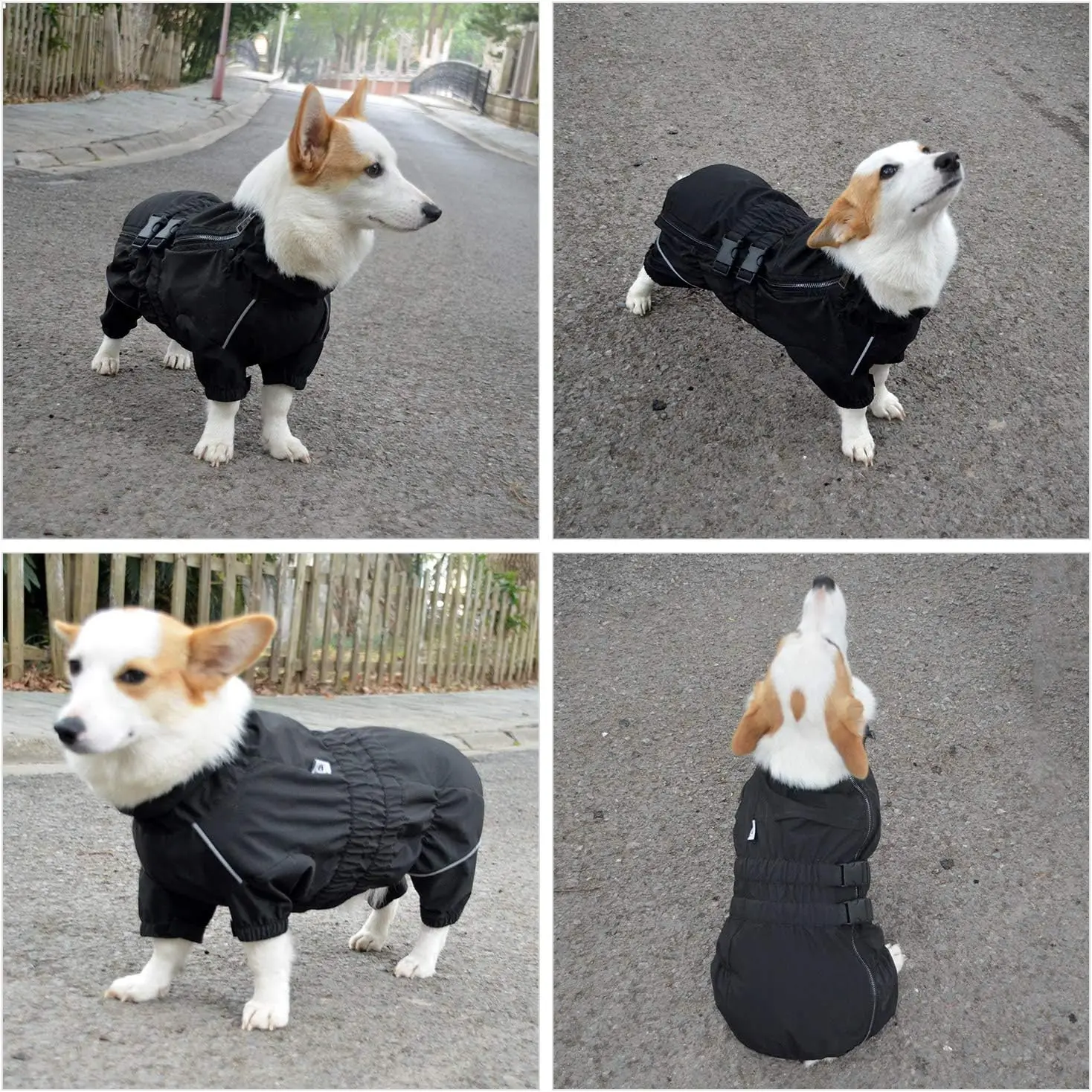 Dogs Waterproof Jacket, Lightweight Reflective Safety Dog Raincoat Windproof Snow-Proof Dog Vest for Corgis Dachshund