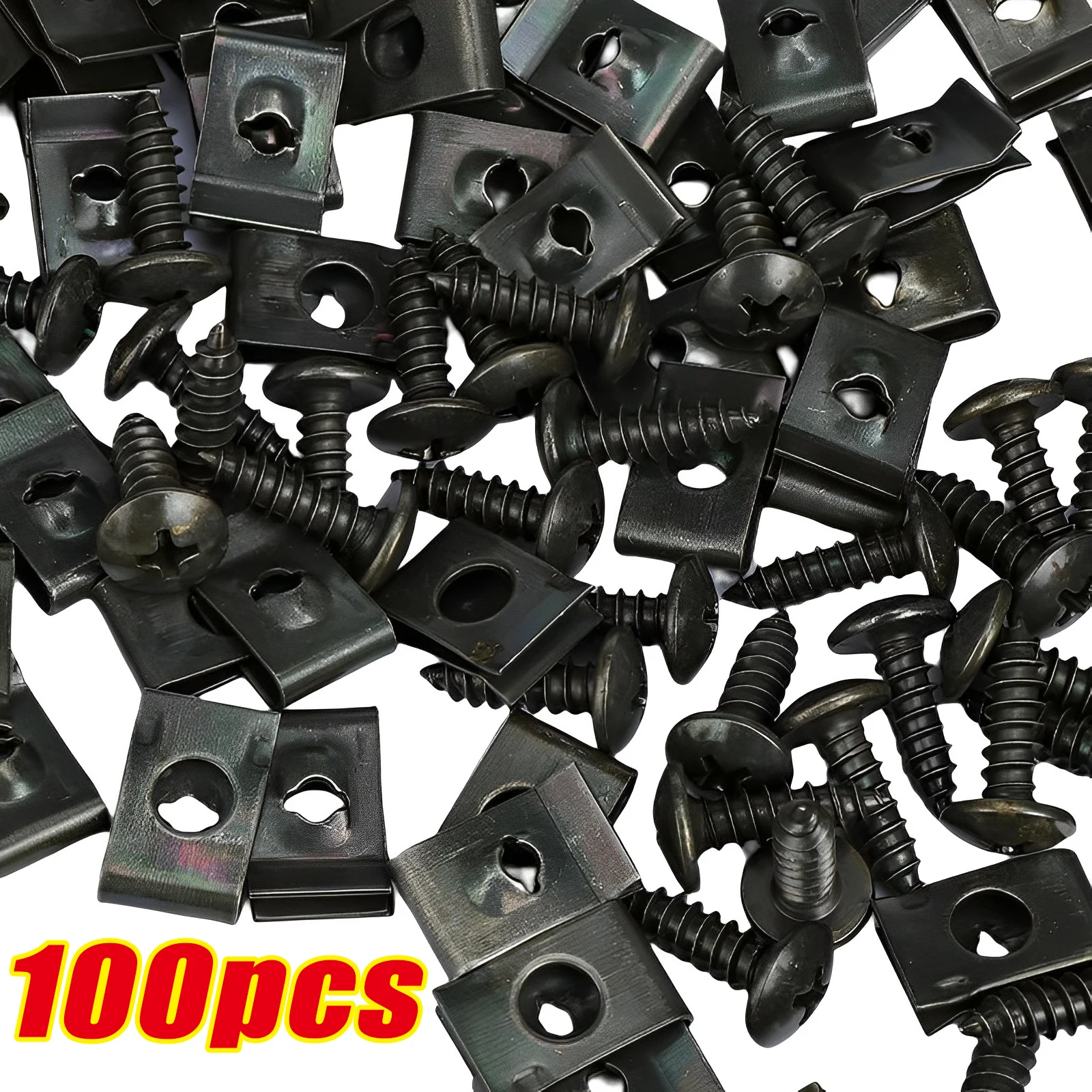 100Pcs Mixed Metal Screws Fastener Clips M5 Self-tapping Screws Car Retainer Clips Screws for Car Motor Scooter ATV Moped E-bike