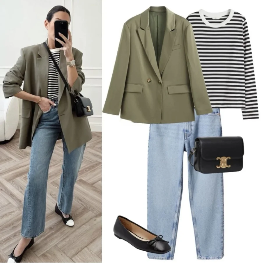 

ETJ 2025 Spring new women's loose version Two buckle shoulder padded casual suit jacket in a variety of colors
