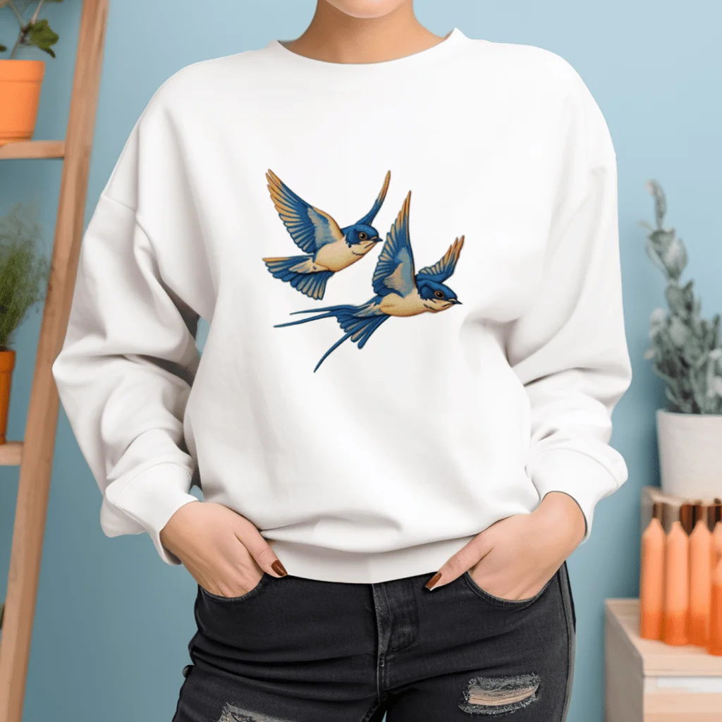 1/2/3 Pieces Swallow-Pattern Faux-Embroidery Heat Transfer Decal for DIY Clothing Decoration view 5
