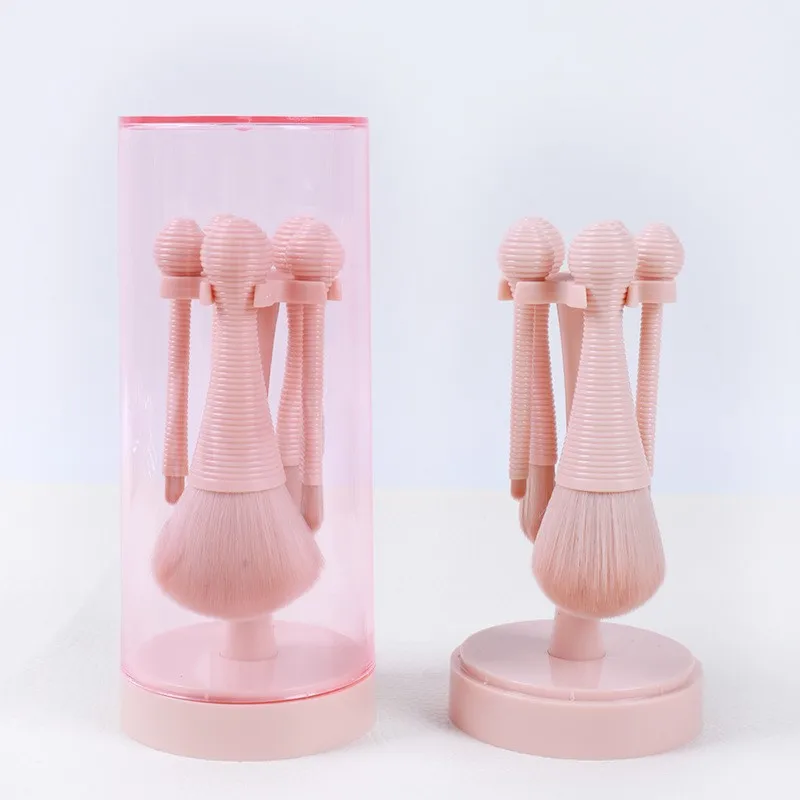 فرشاة مكياج 5 في 1، فرشاة بودرة أحمر الخدود الناعمة المحمولة مع غطاء، تصميم قابل للسحب، أدوات تجميل لمكياج الوجه أثناء التنقل #6