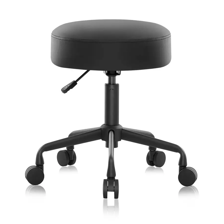 Duty Extra Wide Thick Cushion Seat Adjustable Height Swivel Rolling Stool for Dental Clinic, Salon, Office, and Bar NAIA 502 Bla