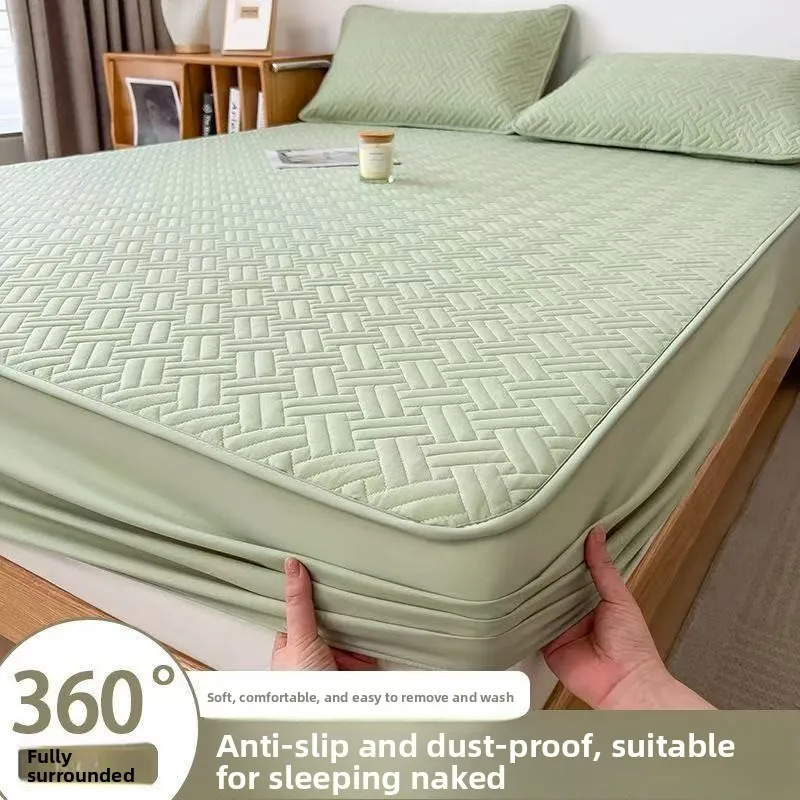 2026 New Quilted Fitted Sheet Set Thick Mattress Protector Full Wrap Dustproof with 2 Pillowcases