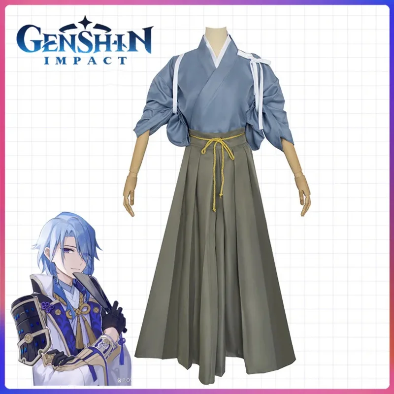 New game Genshin impact Kamisato Ayato kendo suit for unisex adult kids cosplay costume Halloween party performance uniform