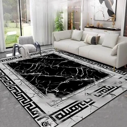 Light Luxury Carpet for Living Room Decoration Black White Marble Sofa Coffee Table Rugs Bedroom Lounge Non-slip Floor Mat Ковер