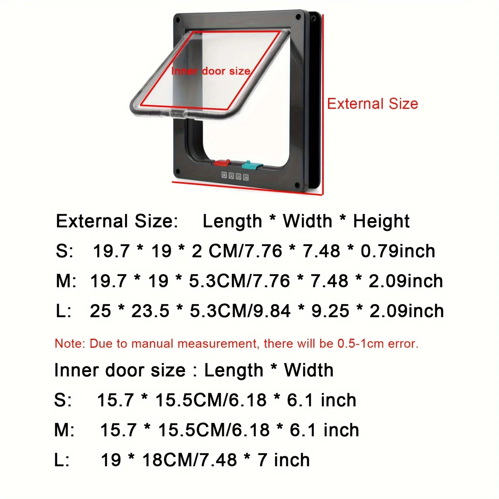 Pet Door Hole Cat Door Dog Door, 4 Way Security Lock Flap Door, Weatherproof Pet Door For Dogs & Cats