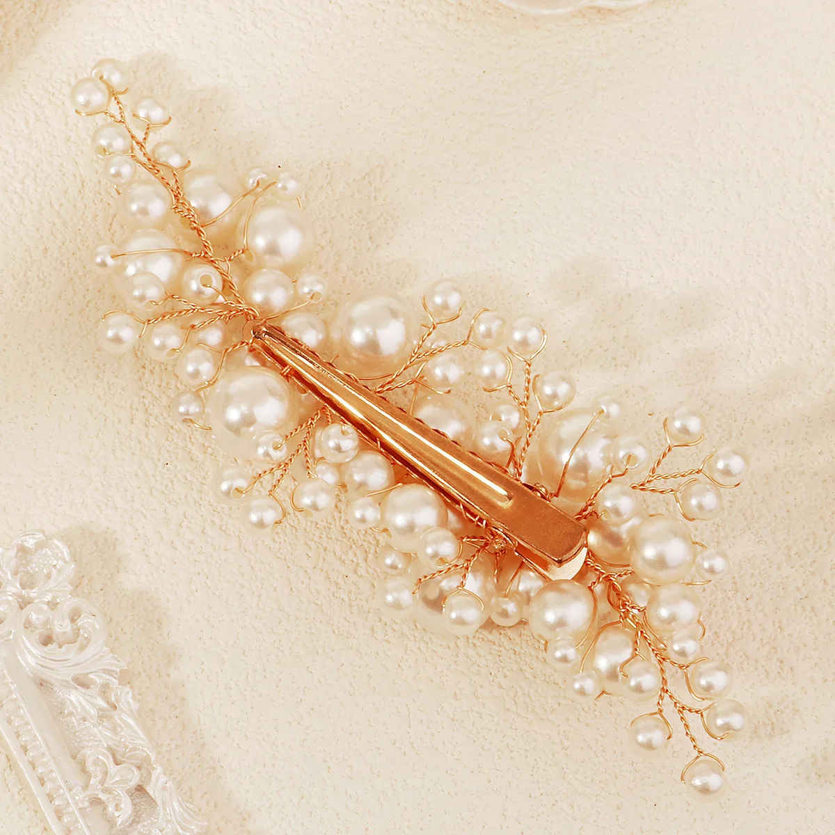 Mode Weiße Perlen Haarnadeln Seite Clip Licht Luxus Haarspangen für Braut Hochzeit Haar Schmuck Frauen Mädchen Hochsteckfrisur Kopfschmuck – Detail 3