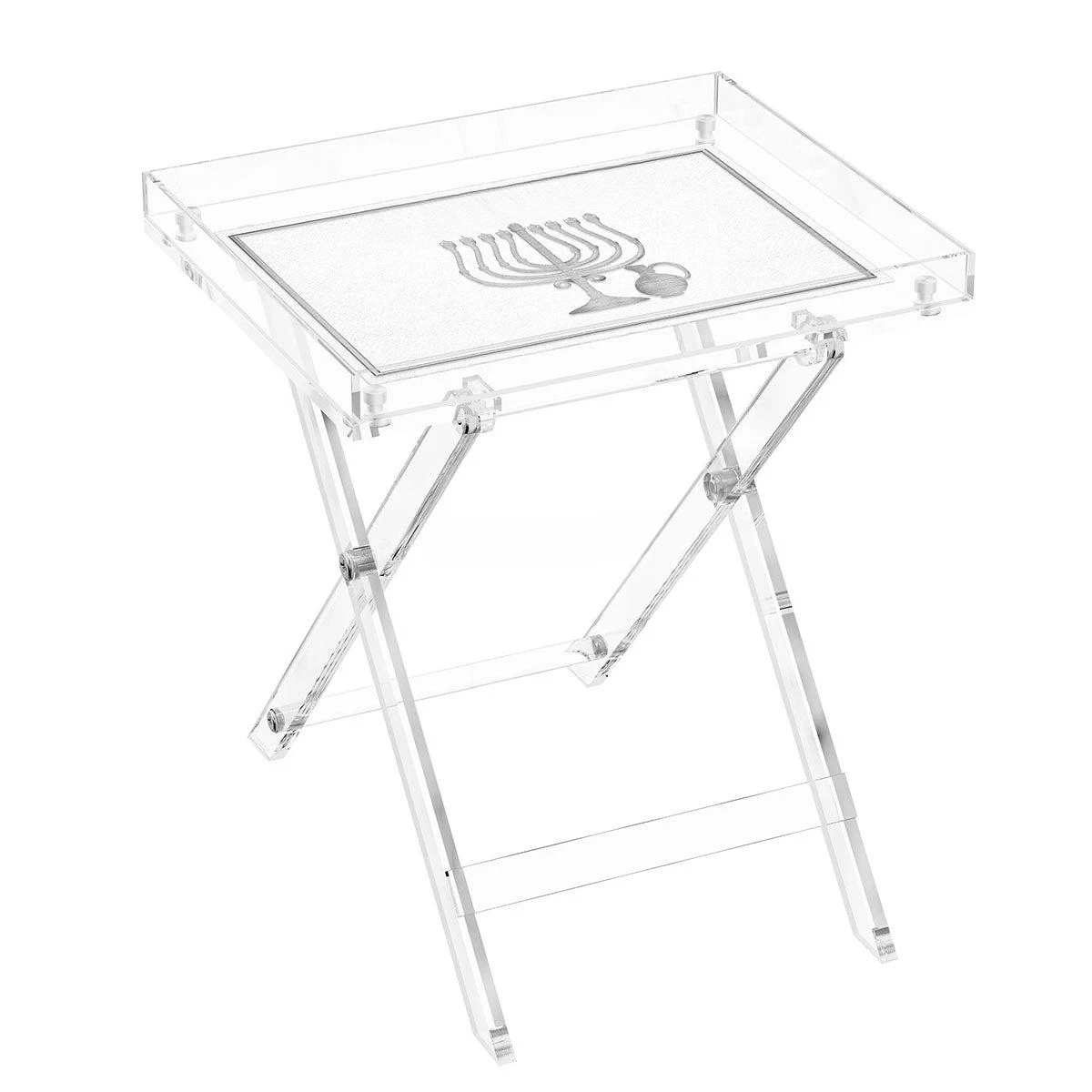 Elegant transparent fluorite acrylic Hanukkah leather folding table tray