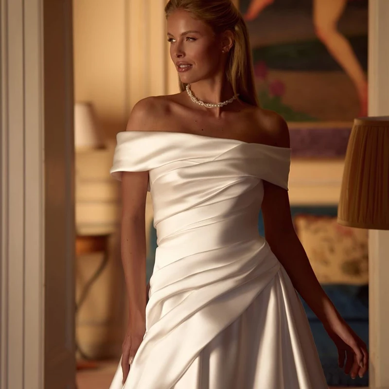 Eightree Boho 2026 A-lijn trouwjurken uit de schouder vloerlengte bruidsjurk prinses bruiloft bal galajurken op maat