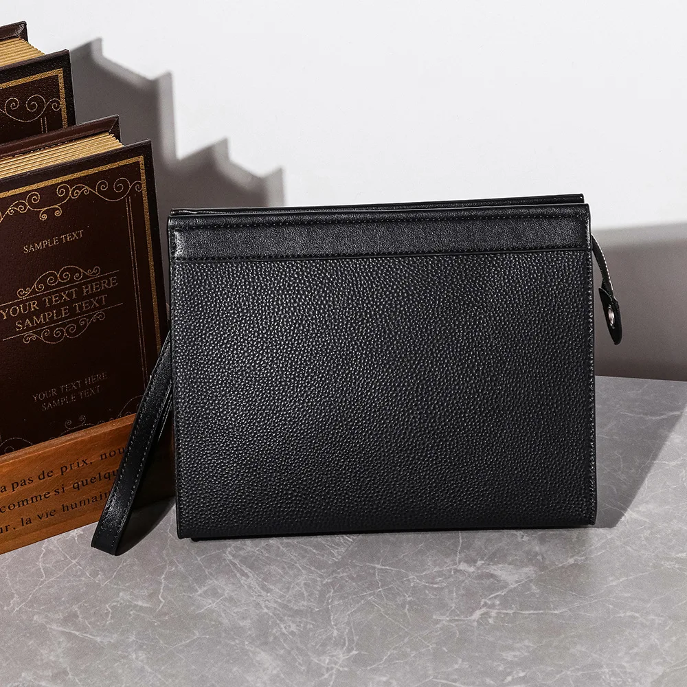 Bolsos de mano de cuero PU negro para hombre, carteras, bolso tipo sobre, bolso de negocios para hombre, bolsos de mano para teléfono, bolsos de diseñador para hombre, bolsos de pulsera