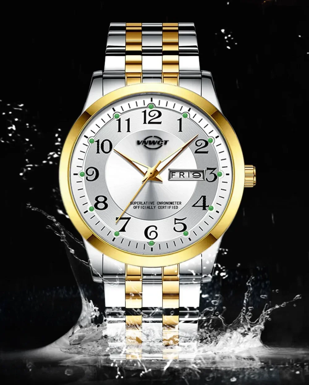 Men's Watch Stainless Steel Band Fashion Luminous Quartz Watch for Man Dual Calendar Male Clock Reloj Hombre Clock