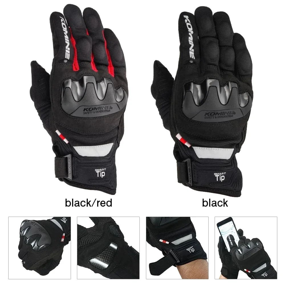 

Men for Komine GK220 Motorcycle Gloves Black Racing Motorbike Road Race Glove 4 Season Moto Guante W