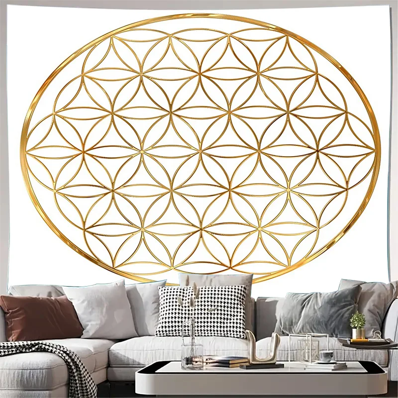 Floral Pattern Tapestry Lotus Flower Wall Hanging Bohemian Decor Meditative Art Psychedelic Backdrop Mandala Wall Art Spiritual