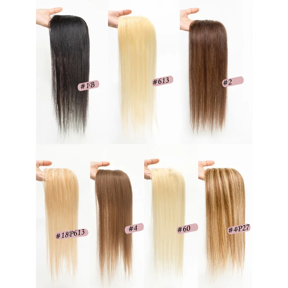 100% الشعر البشري القبعات العالية البني تسليط الضوء على قطع الشعر الجزء الأوسط النساء الشعر توبر مع مشبك قاعدة الدانتيل في وصلات الشعر الطبيعية