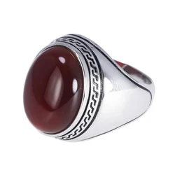 Guaranteed Silver s925 Mens Rings Simple Design Turkish Ring For Man With Stones Multi Color Oval Shape Onyx Turkey Jewellery