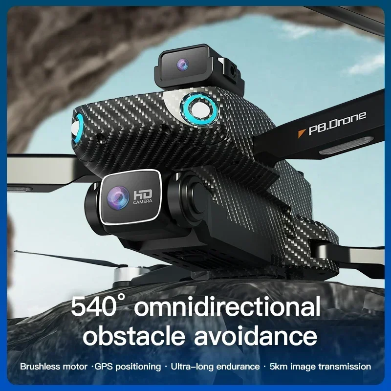 P8 Pro 8K Drone Professional Obstacle Avoidance GPS Dual HD Camera 5G Mini Drones Brushless Motor Foldable Quadcopter Gifts Toys