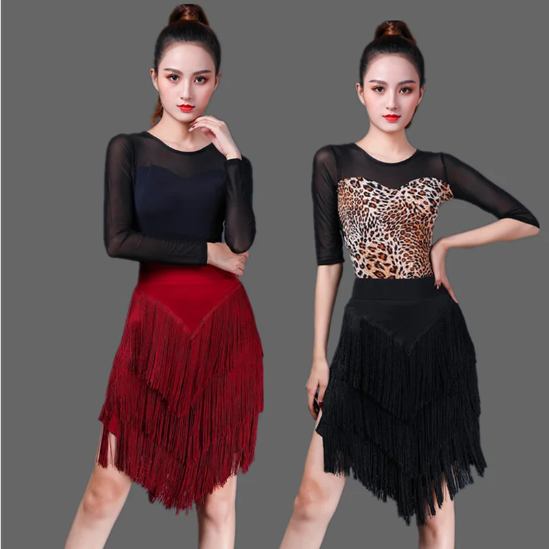 2025 Latin Dance Skirt Sexy Women Top Samba Tango Layers Tassels Fringes Suit Competition Performamnce Salsa Lady Latin Costume