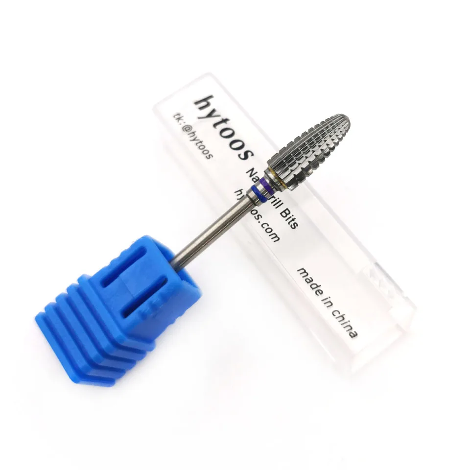 HYTOOS 6mm Vlam Bits 3/32 Twee-weg Nail Boor Carbide Bramen Frezen Voor Manicure Verwijderen gel Bestand Accessoires