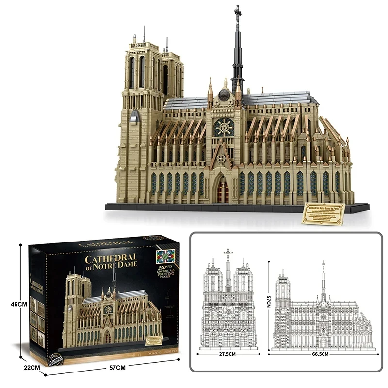 8868PCS Notre Dame De Paris France Building Blocks European City Church Museum Model Set Decoration Kids Toys Christmas Gifts