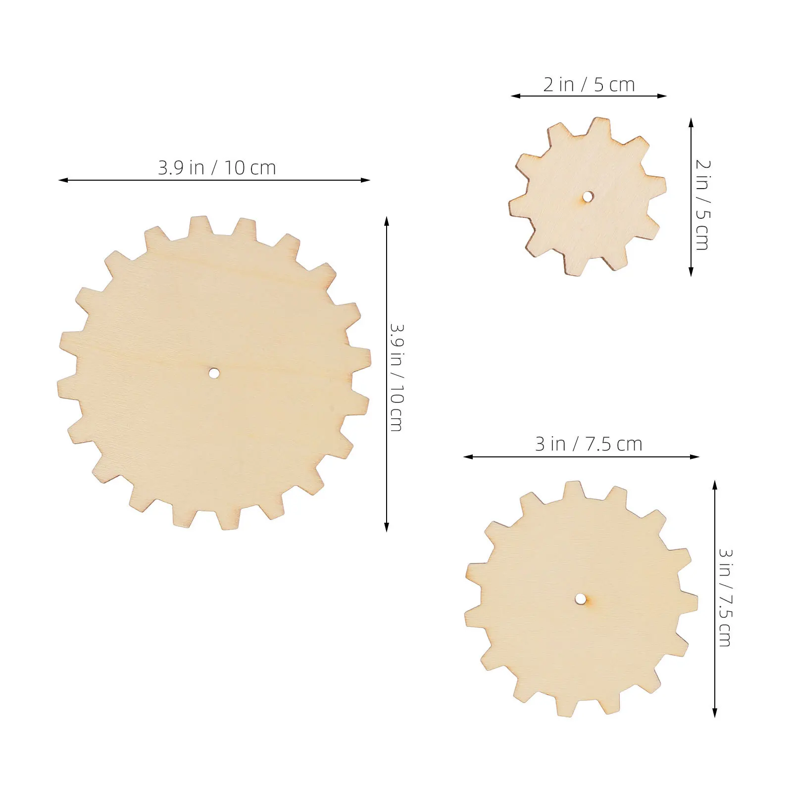 45pcs Creative Wooden Educational Craft Set 5Cm 7.5Cm 10Cm Unfinished Circles Diy Painting Steampunk Gears Kids Learning Wooden