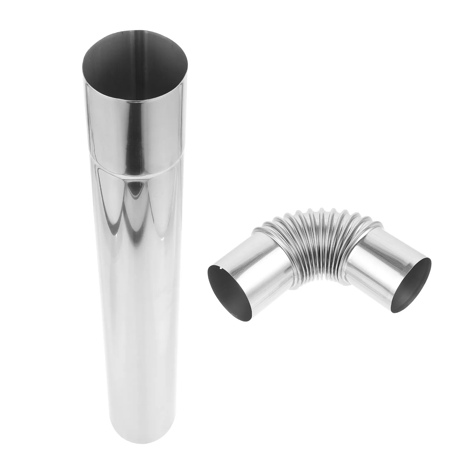 1Set Vent Stainless Steel Straight Tube Elbow Pipe Adapter Exhaust Flue Connector for Efficient Removal