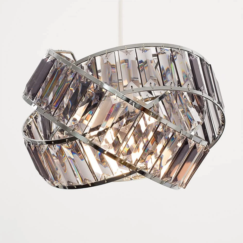 Lilia Acrylic Grey Easy Fit Pendant Light Hanging Chandelier Only Lamp Shade  - Grey Beads