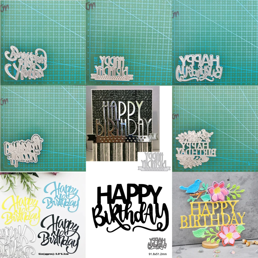 Letter Happy Birthday Metal Cutting Dies Stencils For DIY Scrapbooking Decorative Embossing Handcraft Template