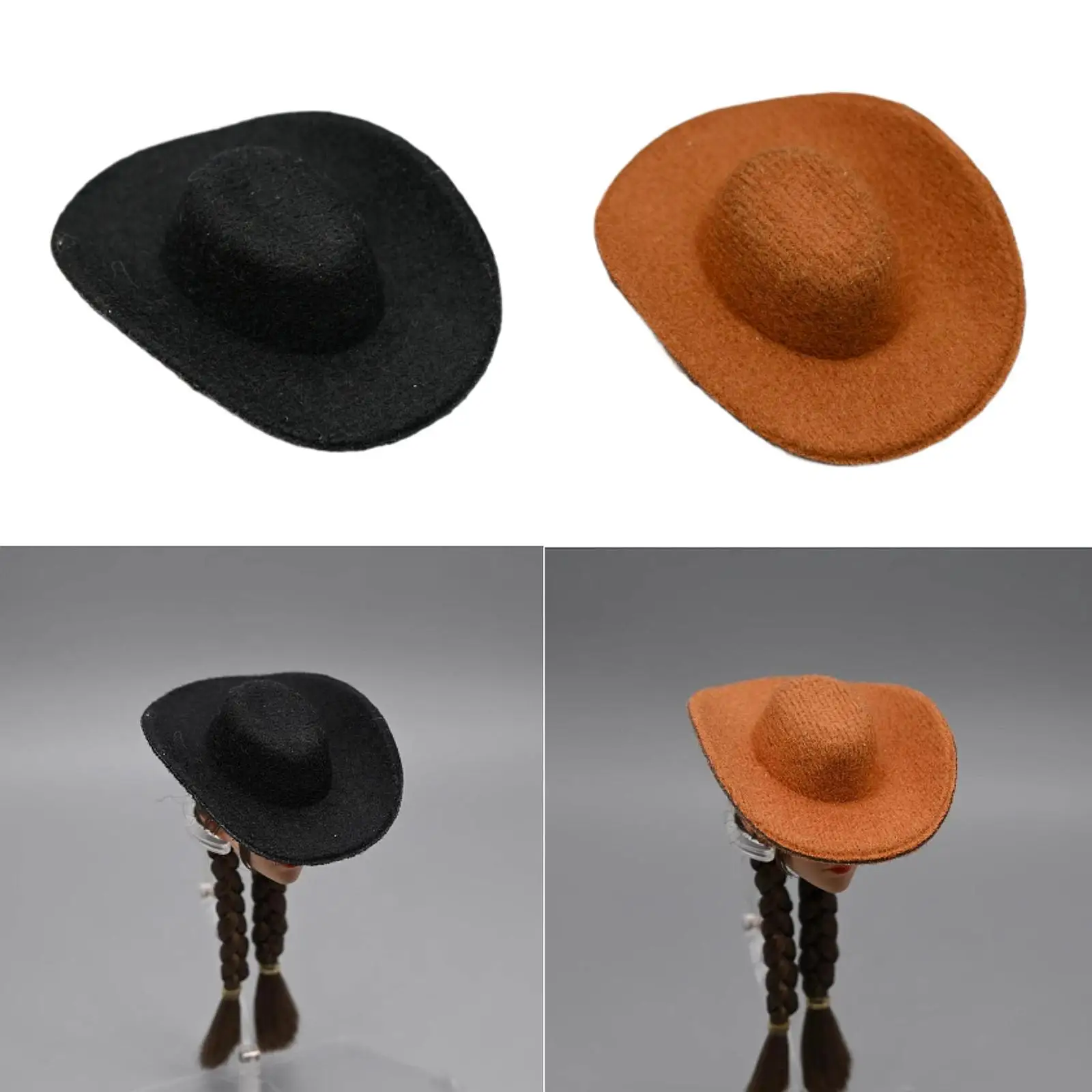 1:6 Scale Cowboy Hat Decorative Workmanship Props Pretend Play Miniature Western Hat Action Figure Accessory for Families