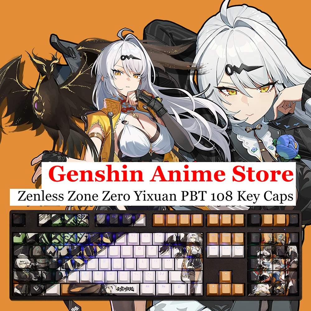 

Игра Zenless Zone Zero Yixuan PBT 108, колпачки для ключей, реквизит для косплея, ось с боковой гравировкой, колпачки для клавиш Mechanicale, принадлежности для игровых столешниц
